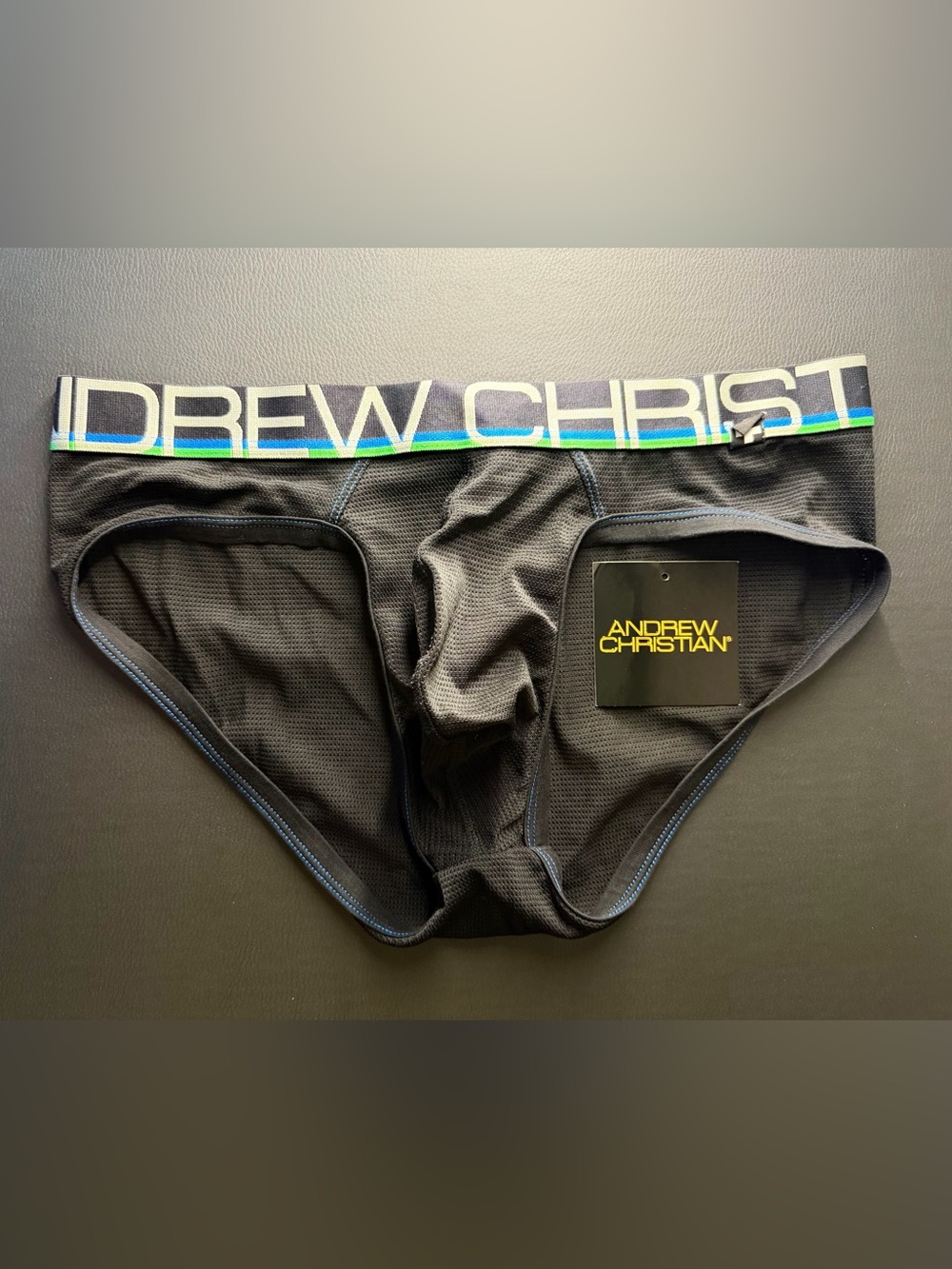 Andrew Christian Mesh Briefs with Almost Naked Tech Medium Black